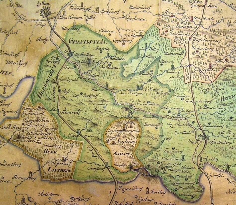 Výřez z mapy Clam-Gallasovského dominia z roku 1812