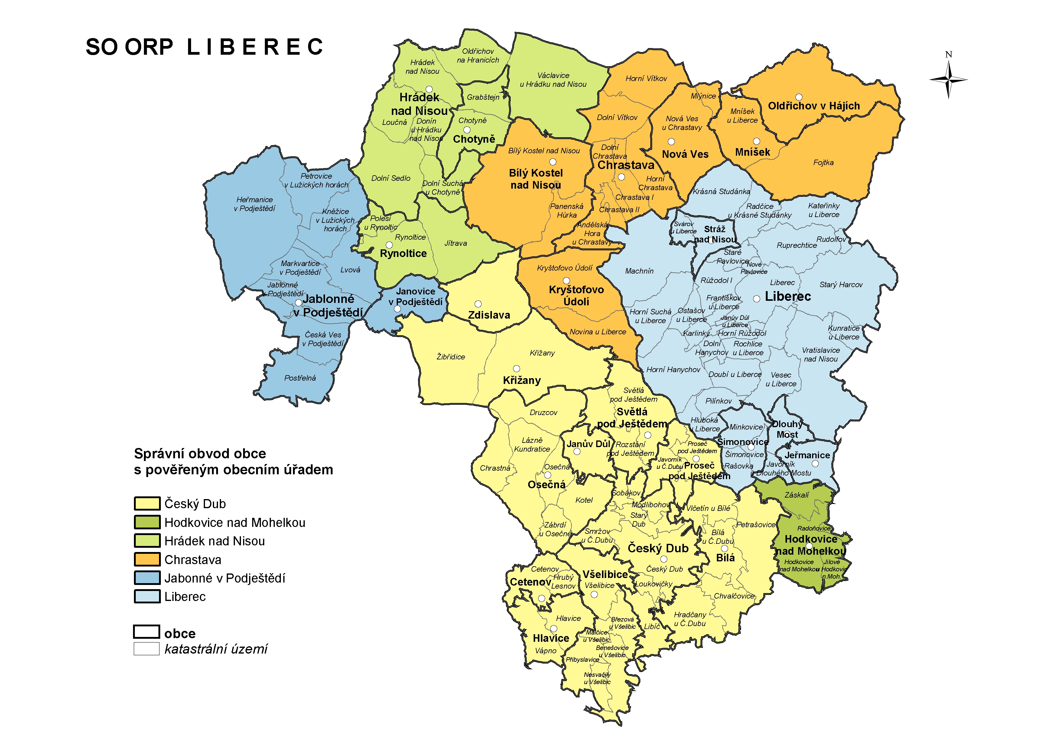 Mapa správního obvodu ORP Liberec